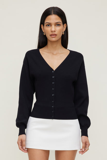 V Neck Cardigan Black - Dynamite