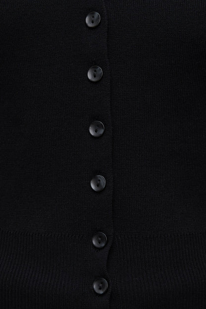 V Neck Cardigan Black - Dynamite