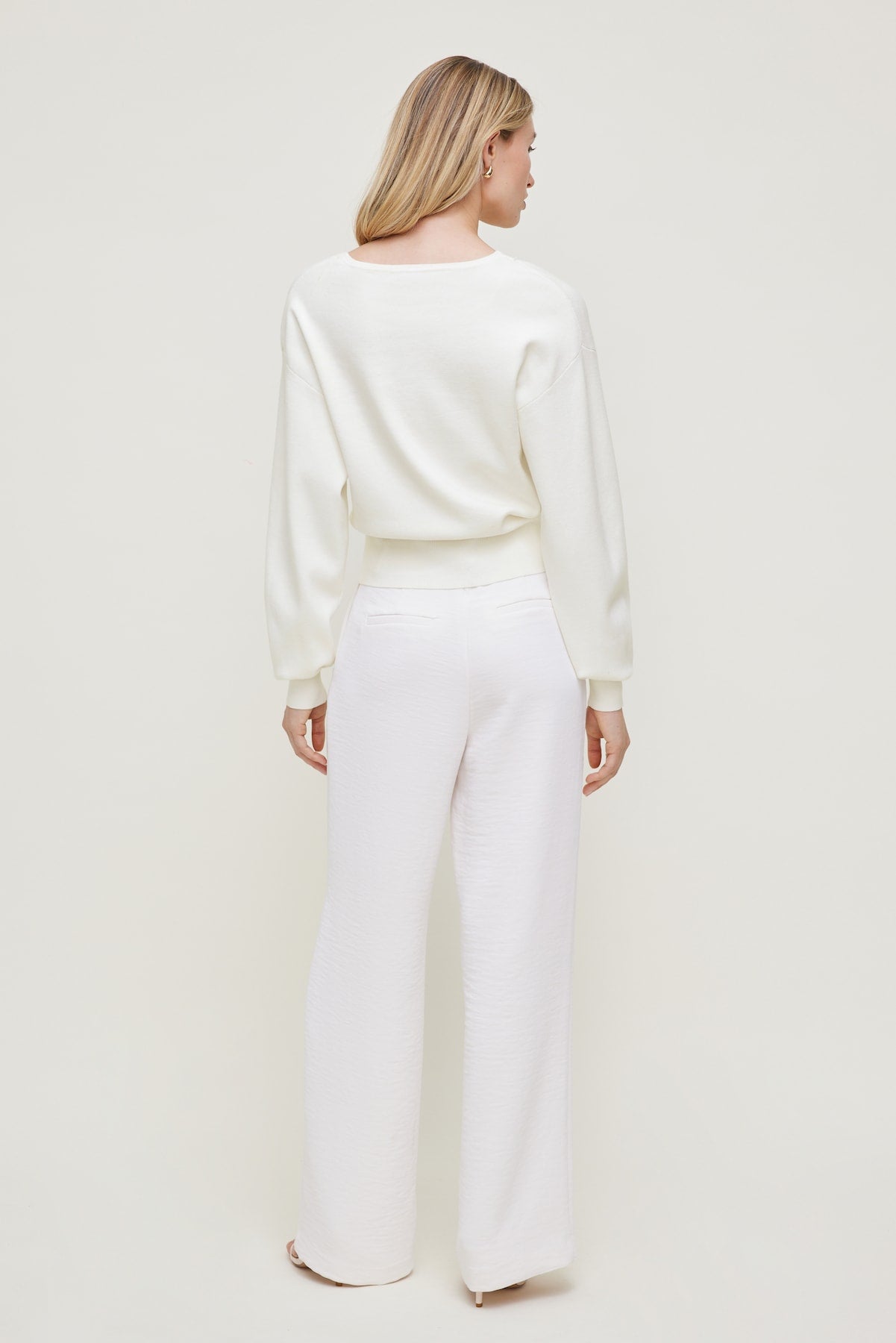 V Neck Cardigan White - Dynamite