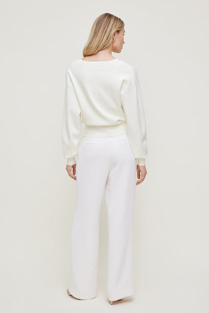 V Neck Cardigan White - Dynamite