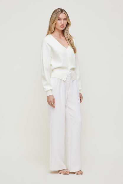 V Neck Cardigan White - Dynamite