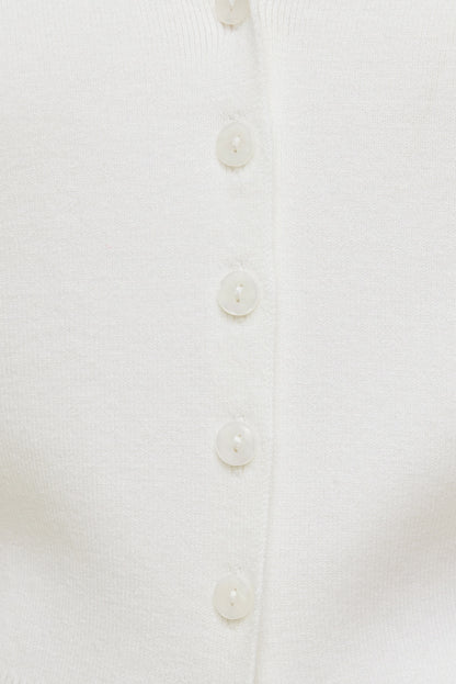 V Neck Cardigan White - Dynamite