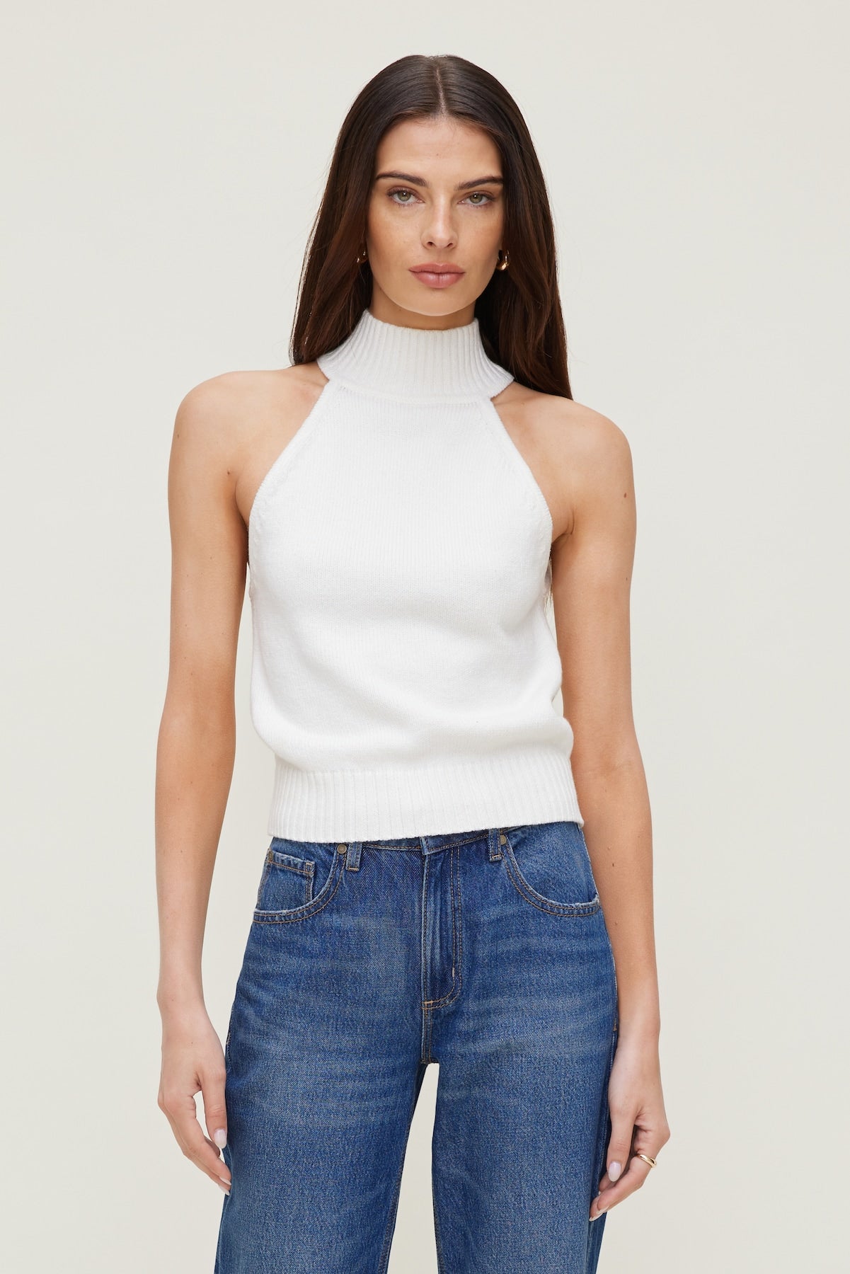Turtleneck Sweater Tank Top White - Dynamite