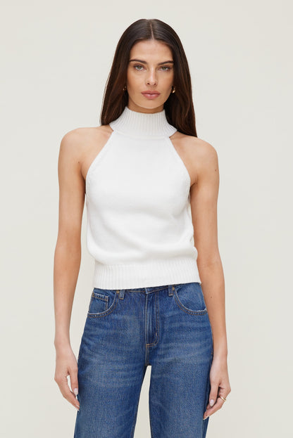 Turtleneck Sweater Tank Top White - Dynamite