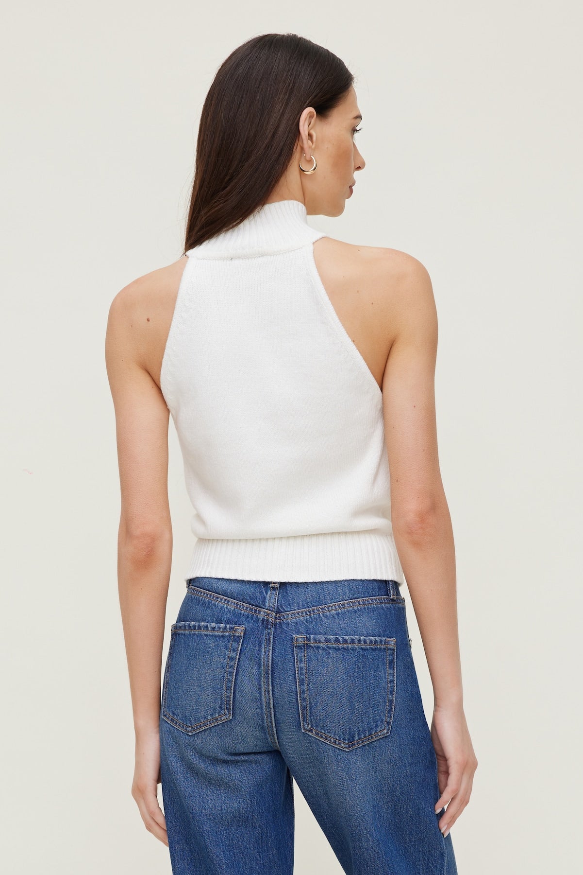 Turtleneck Sweater Tank Top White - Dynamite