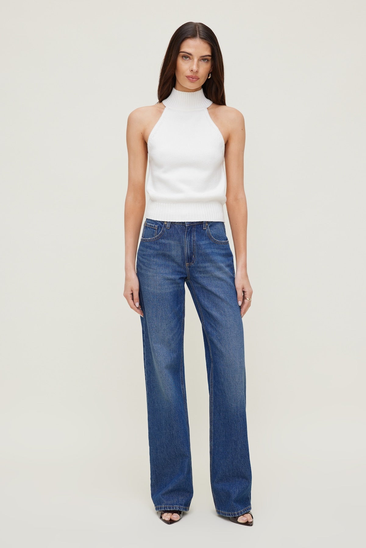 Turtleneck Sweater Tank Top White - Dynamite
