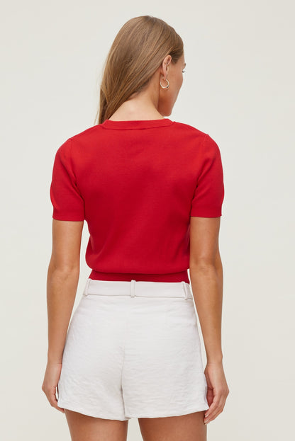Clara Short Sleeve Sweater Red - Dynamite