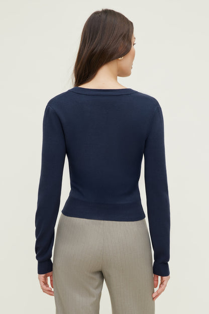 Rebecca Crewneck Cardigan Blue - Dynamite