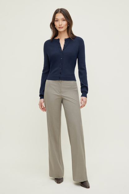 Rebecca Crewneck Cardigan Blue - Dynamite
