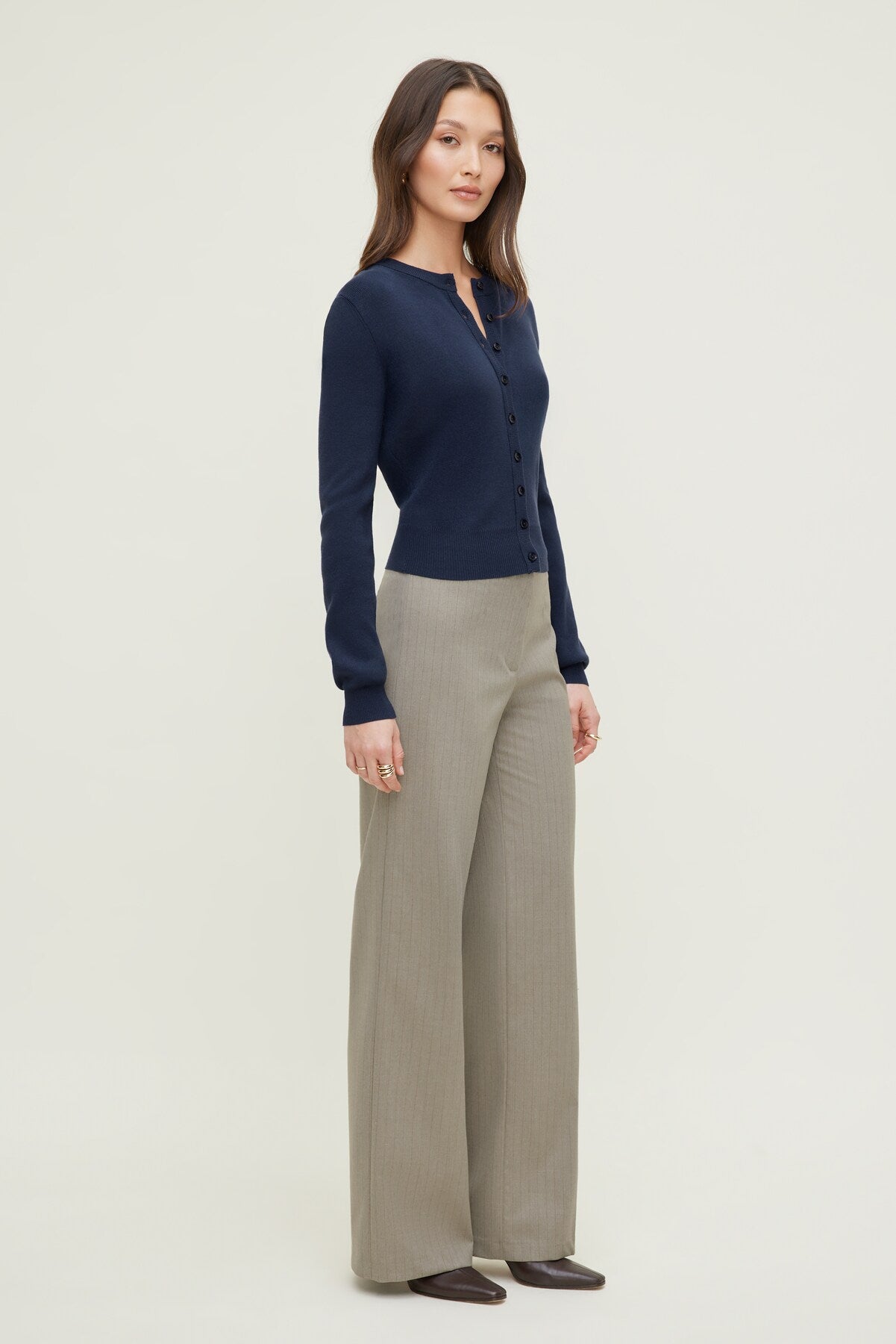 Rebecca Crewneck Cardigan Blue - Dynamite