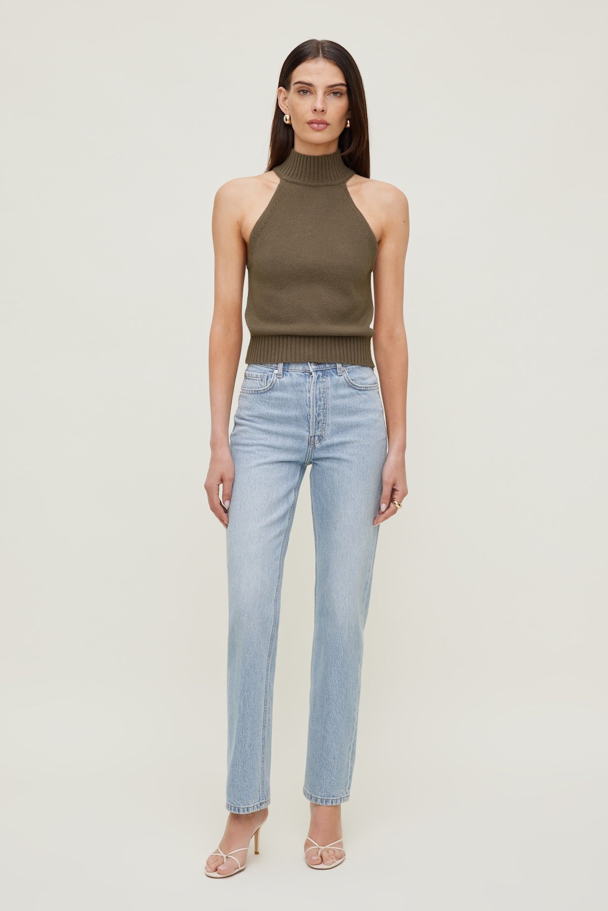 Turtleneck Sweater Tank Top Brown - Dynamite