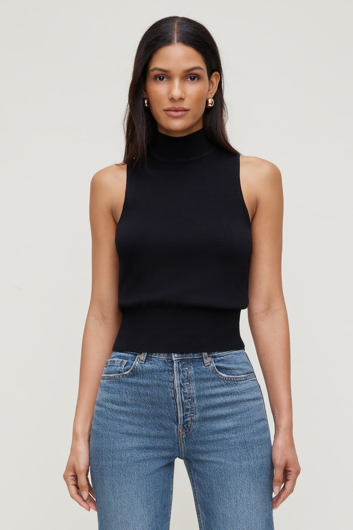 Mock Neck Sweater Vest Black - Dynamite
