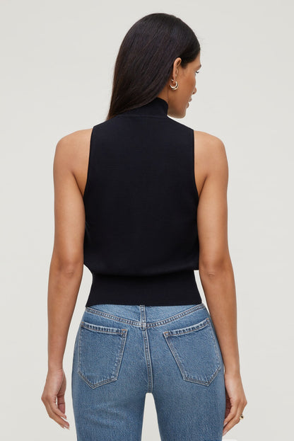 Mock Neck Sweater Vest Black - Dynamite