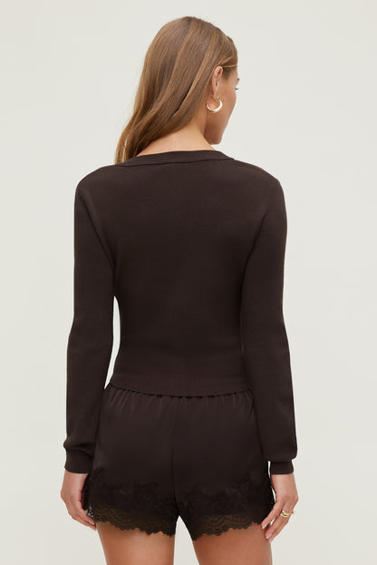 Rebecca Crewneck Cardigan Brown - Dynamite
