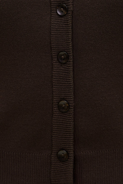 Rebecca Crewneck Cardigan Brown - Dynamite