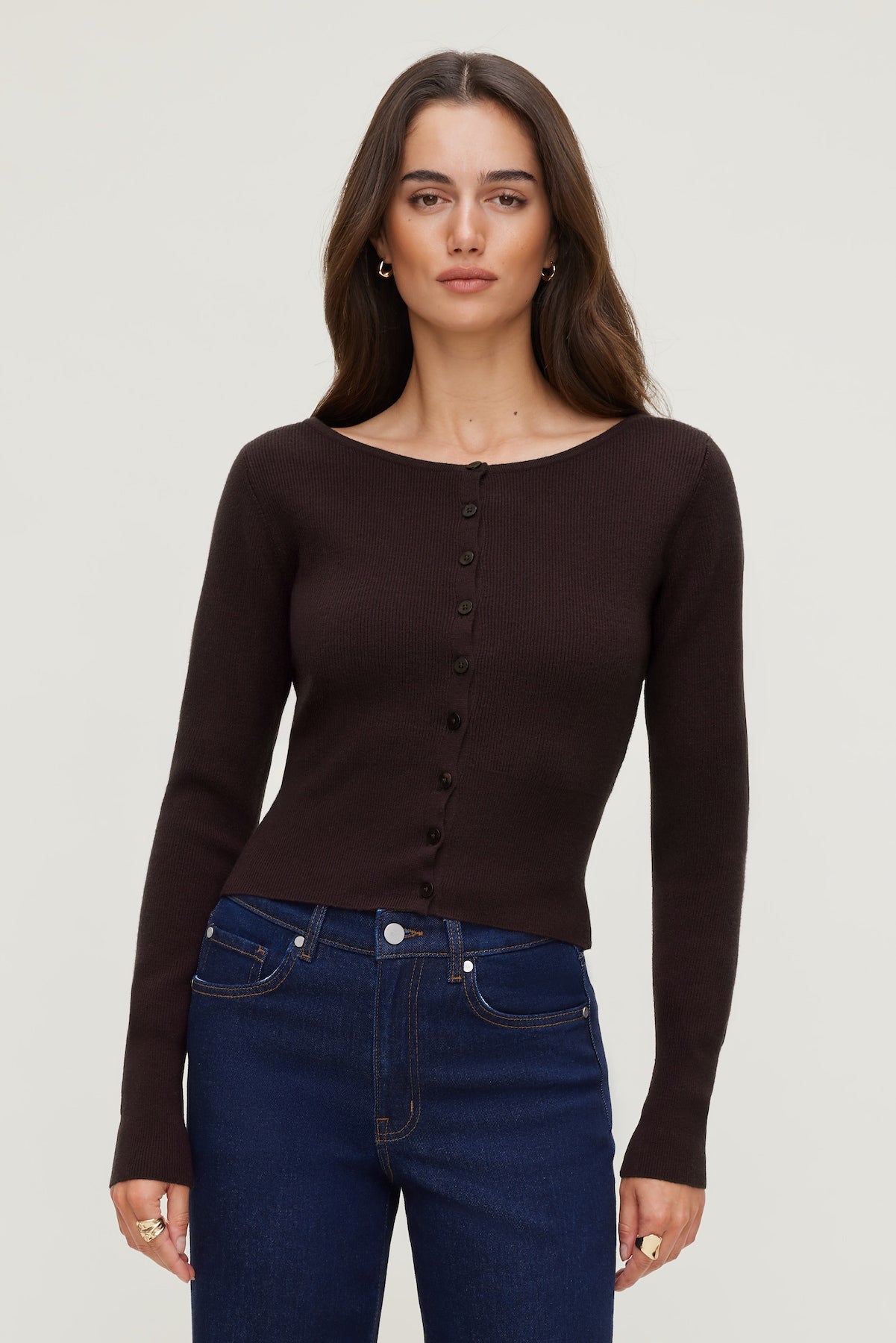 Sara Ribbed Cinch Hem Cardigan Purple - Dynamite