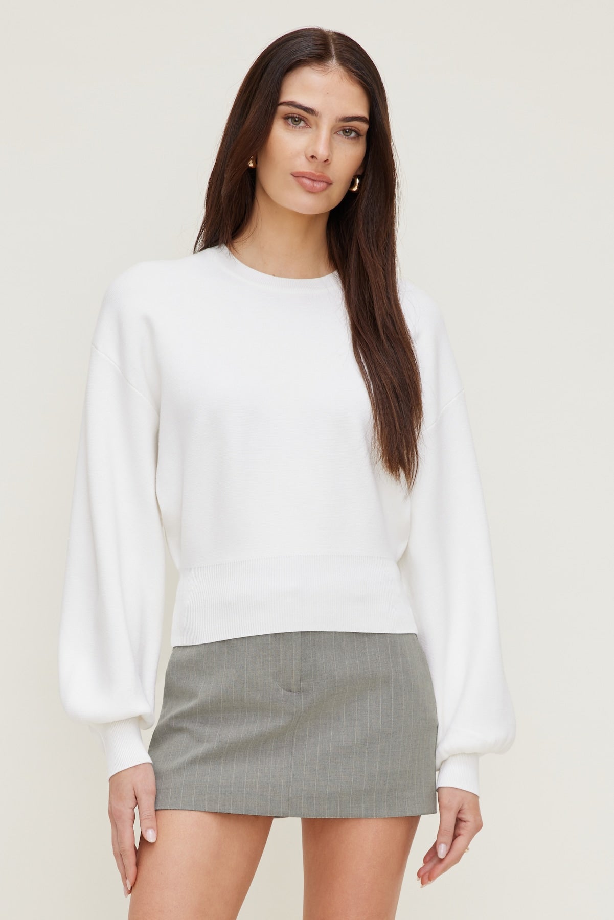 Bea Crewneck Sweater White - Dynamite