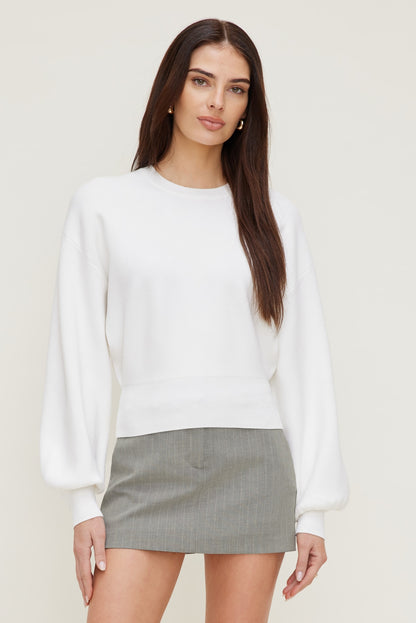 Bea Crewneck Sweater White - Dynamite