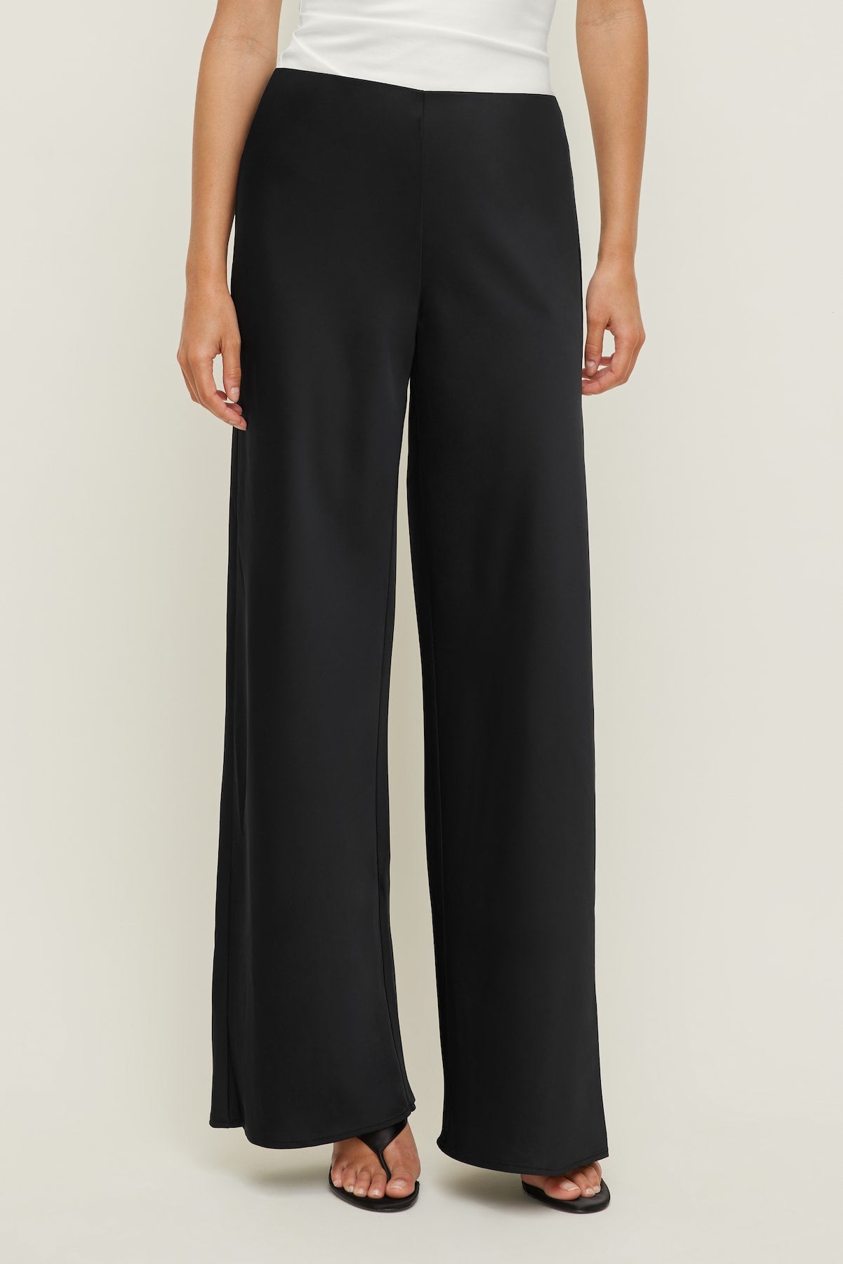 Izzy Wide Leg Satin Pants BLACK - Dynamite