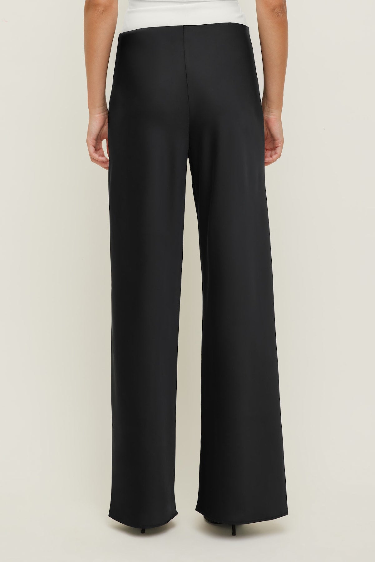 Izzy Wide Leg Satin Pants BLACK - Dynamite