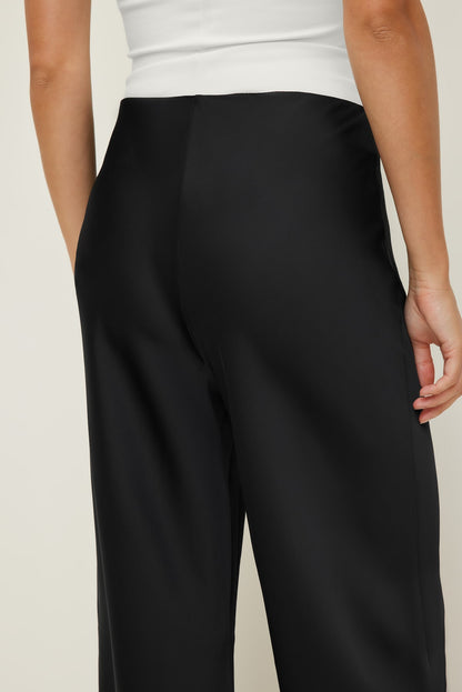 Izzy Wide Leg Satin Pants BLACK - Dynamite