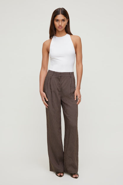 Alex Striped Wide Leg Pants Brown - Dynamite