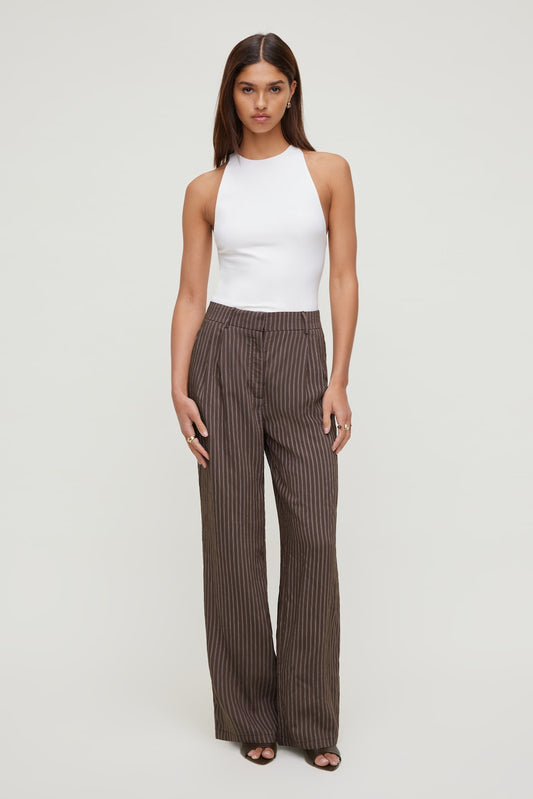 Alex Striped Wide Leg Pants Brown - Dynamite
