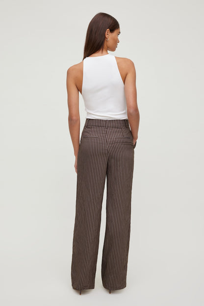 Alex Striped Wide Leg Pants Brown - Dynamite