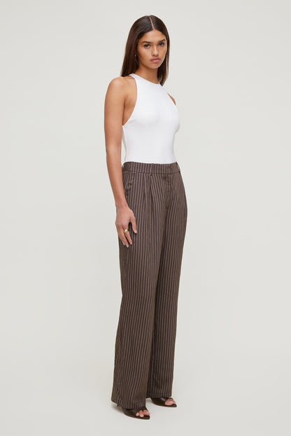 Alex Striped Wide Leg Pants Brown - Dynamite