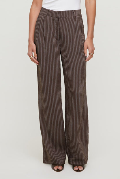 Alex Striped Wide Leg Pants Brown - Dynamite