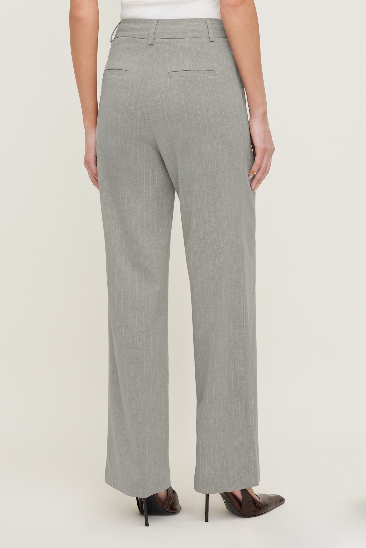Alex Pinstripe Wide Leg Pants Gray - Dynamite