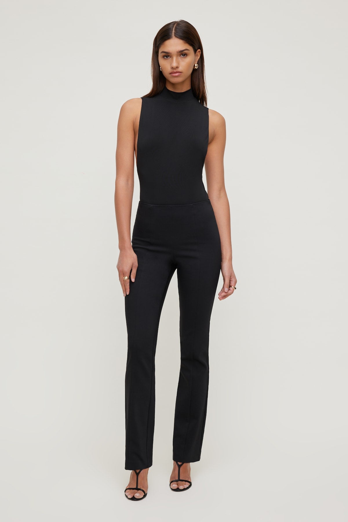 High Rise Slim Bootcut Pants Black - Dynamite