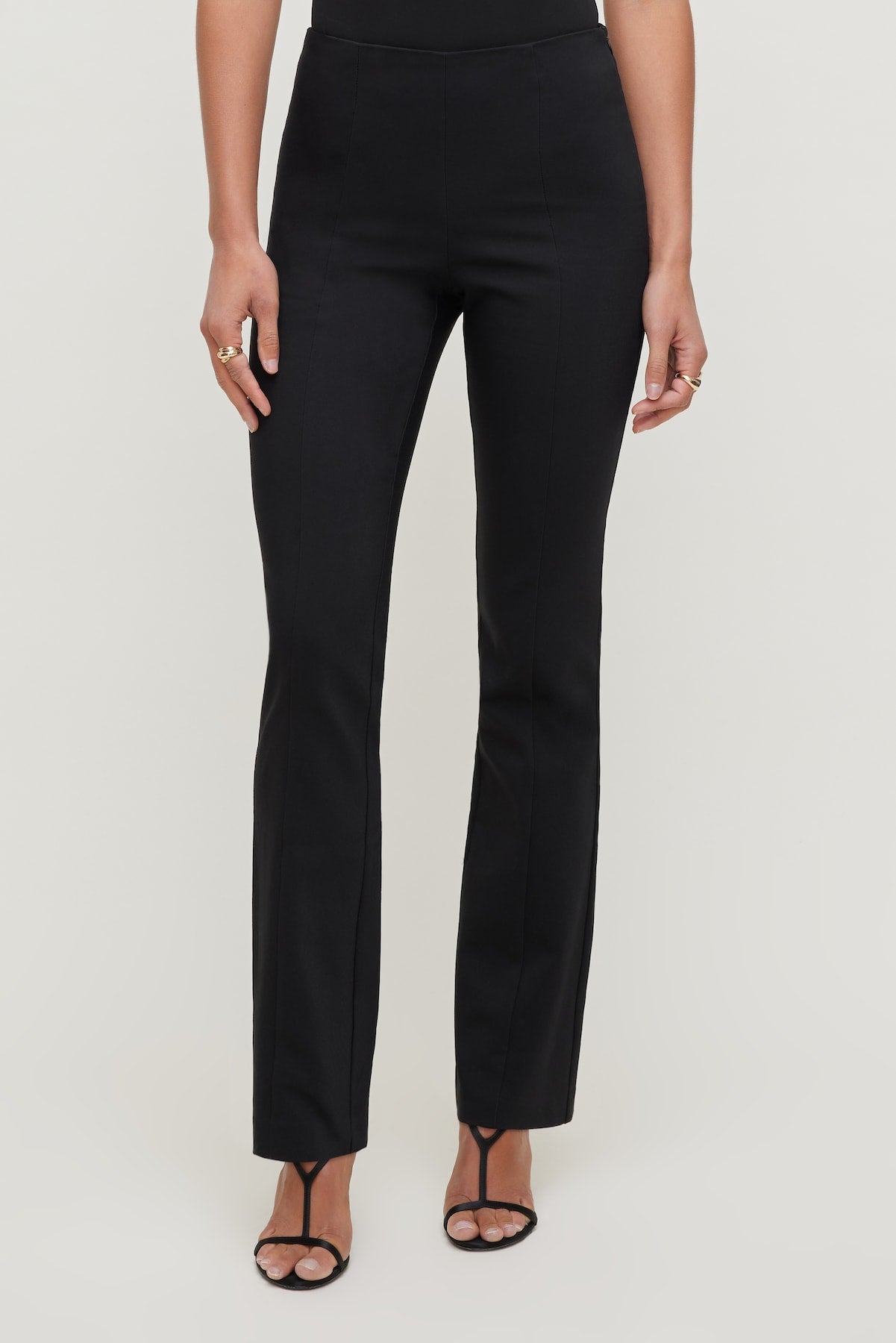 High Rise Slim Bootcut Pants Black - Dynamite