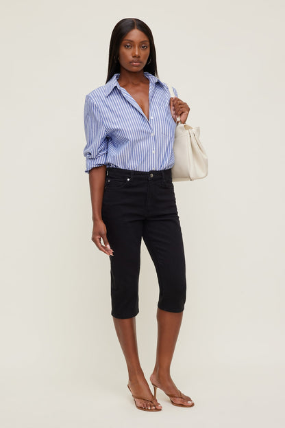 Stretch High Rise Slim Capri Jeans Blue - Dynamite