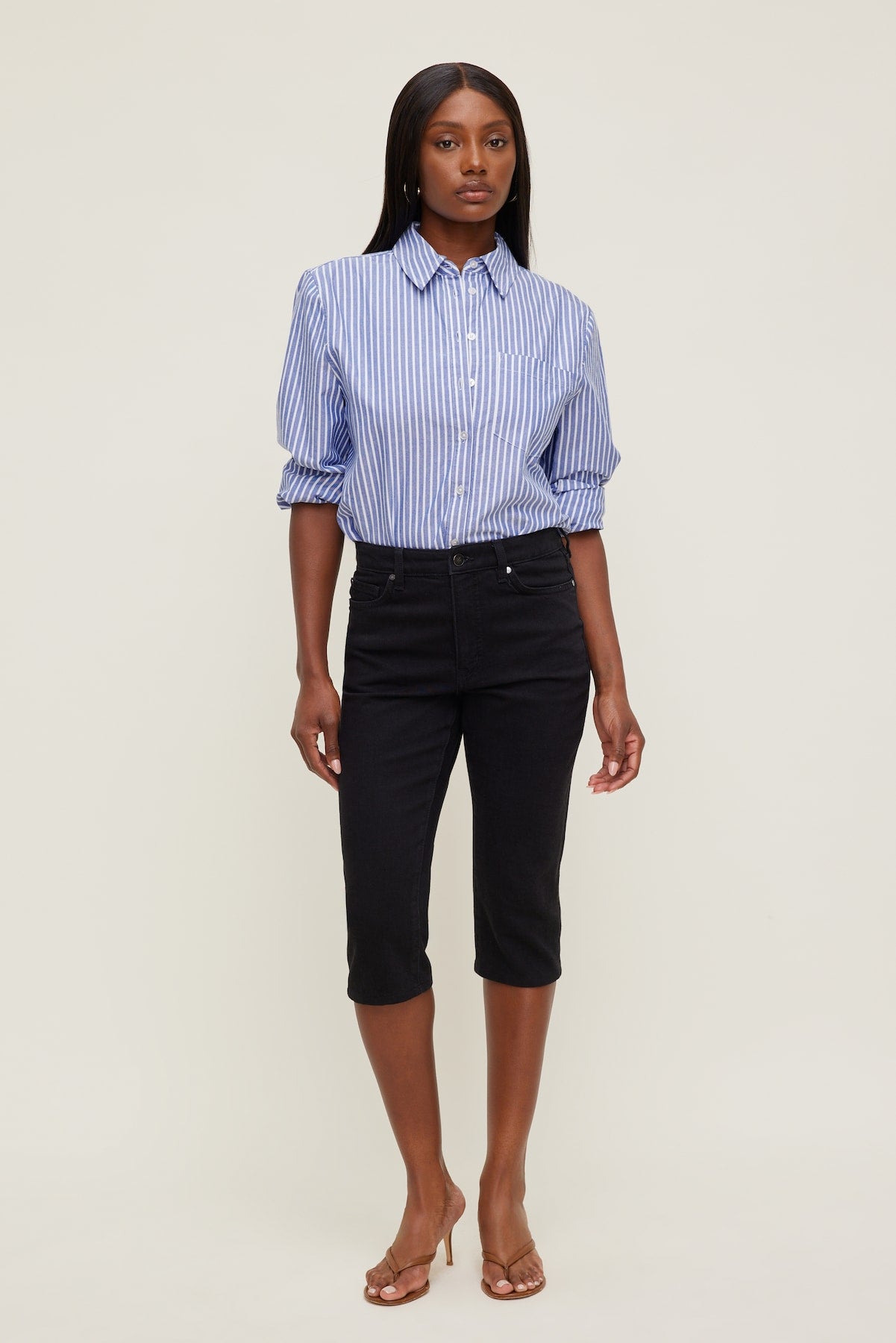 Stretch High Rise Slim Capri Jeans Blue - Dynamite