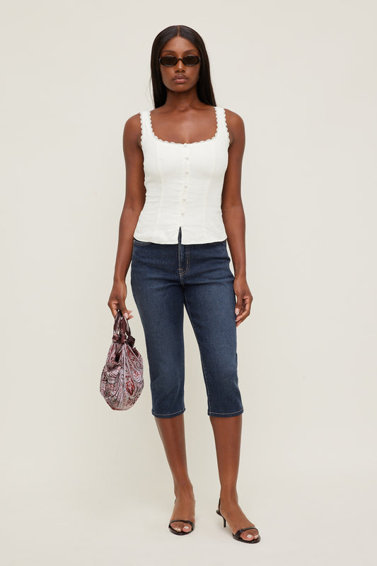Stretch High Rise Slim Capri Jeans Blue - Dynamite