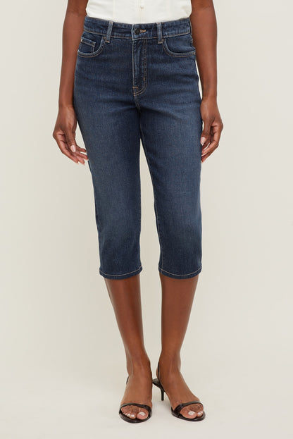 Stretch High Rise Slim Capri Jeans Blue - Dynamite