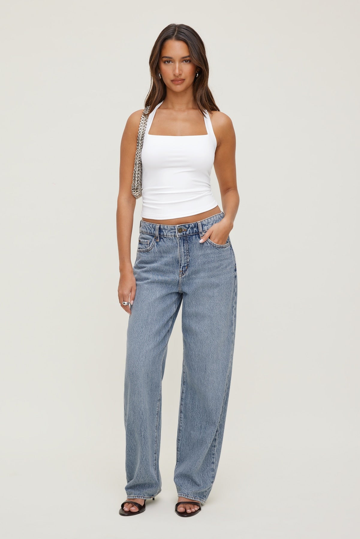 Mika Mid Rise Relaxed Straight Leg Jeans Blue - Dynamite