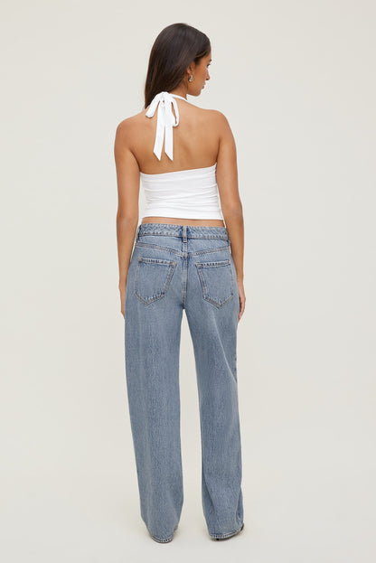 Mika Mid Rise Relaxed Straight Leg Jeans Blue - Dynamite