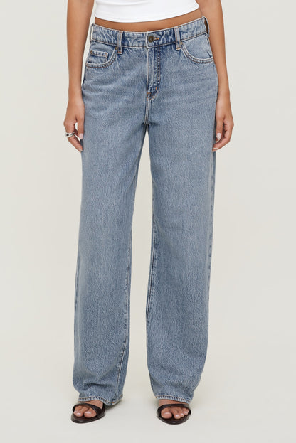 Mika Mid Rise Relaxed Straight Leg Jeans Blue - Dynamite