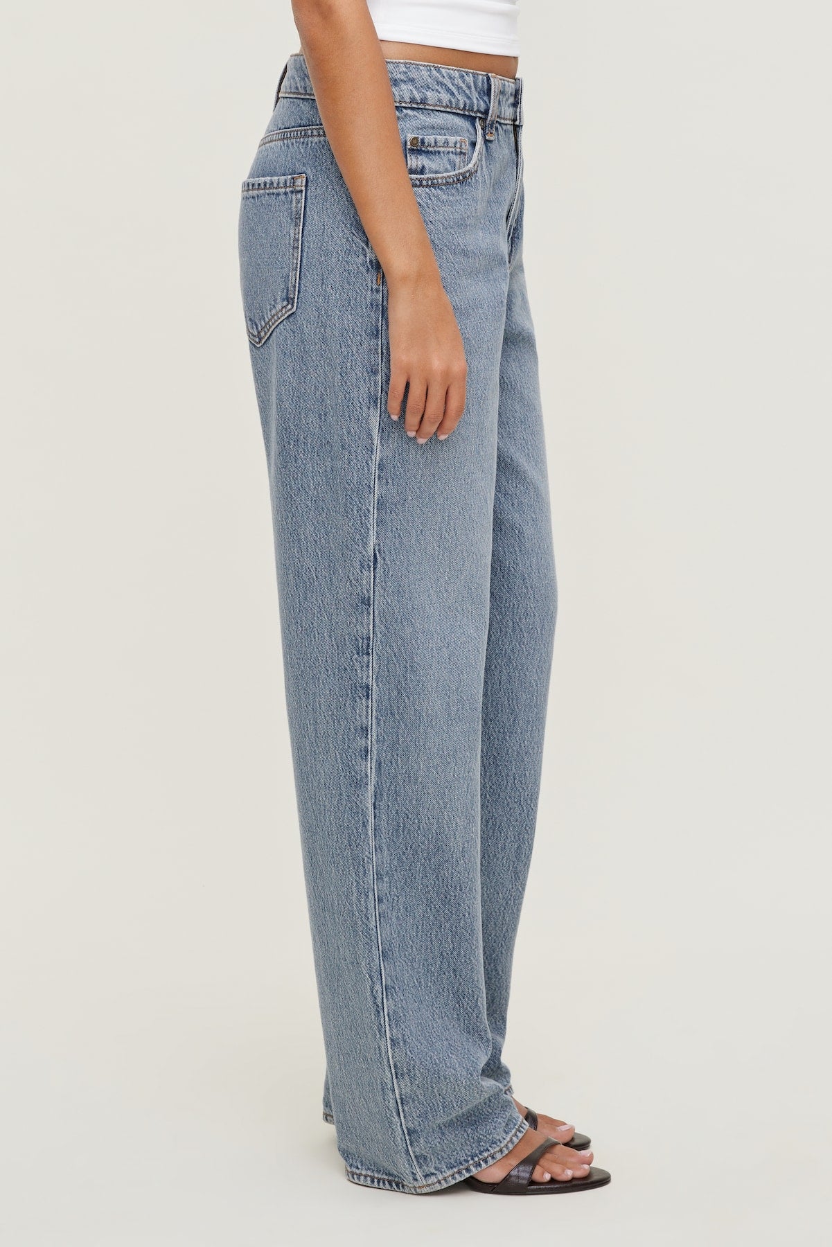 Mika Mid Rise Relaxed Straight Leg Jeans Blue - Dynamite