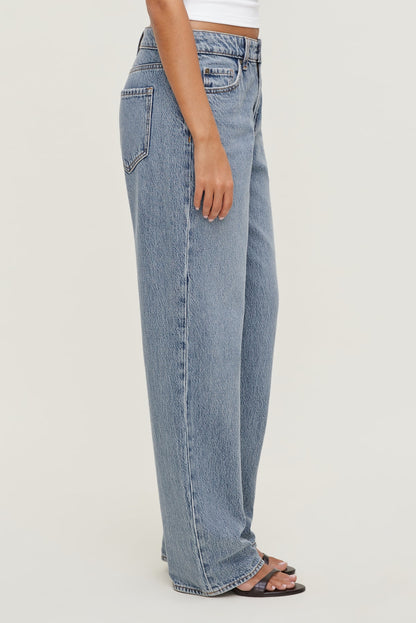 Mika Mid Rise Relaxed Straight Leg Jeans Blue - Dynamite