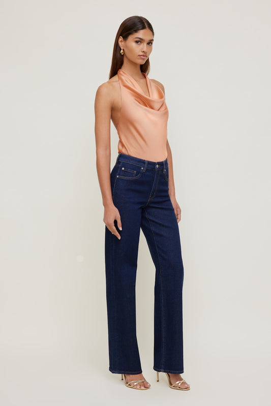 Heidi Stretch High Rise Wide Leg Jeans Blue - Dynamite