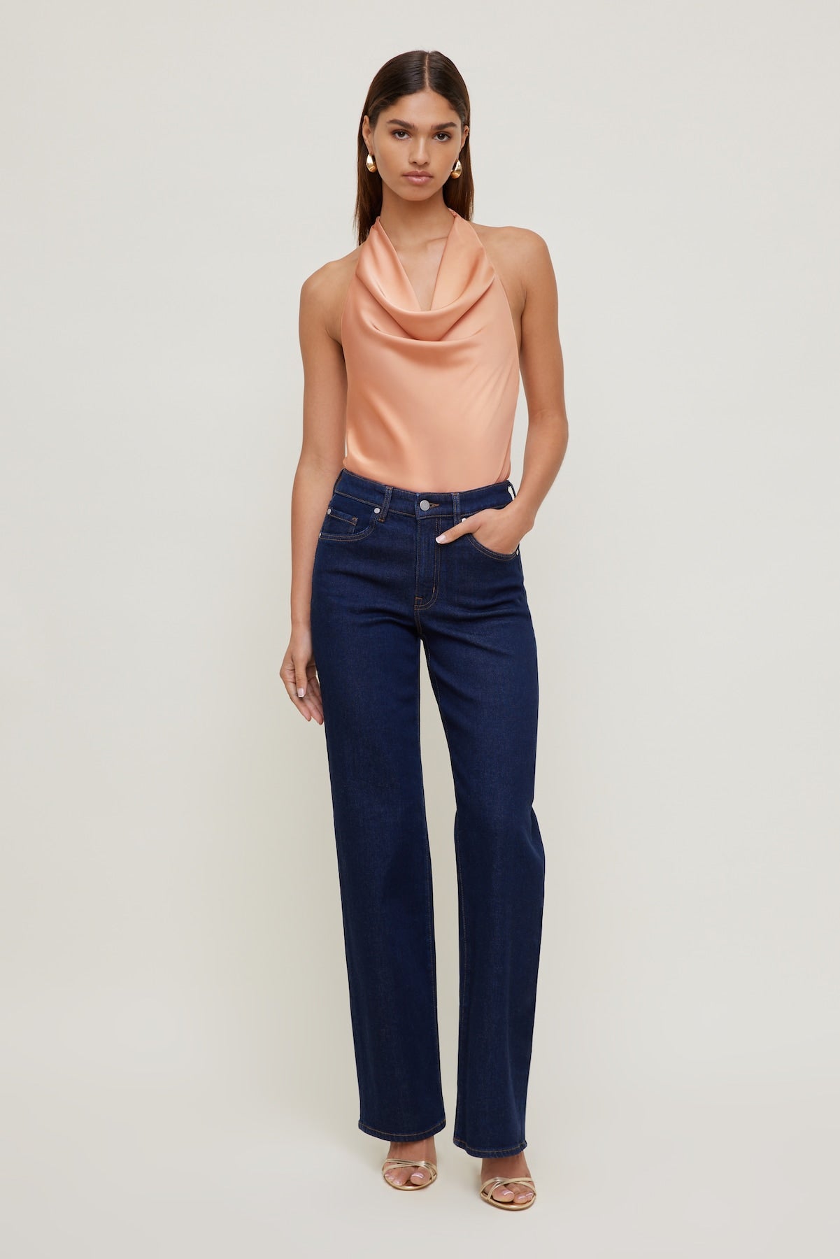 Heidi Stretch High Rise Wide Leg Jeans Blue - Dynamite