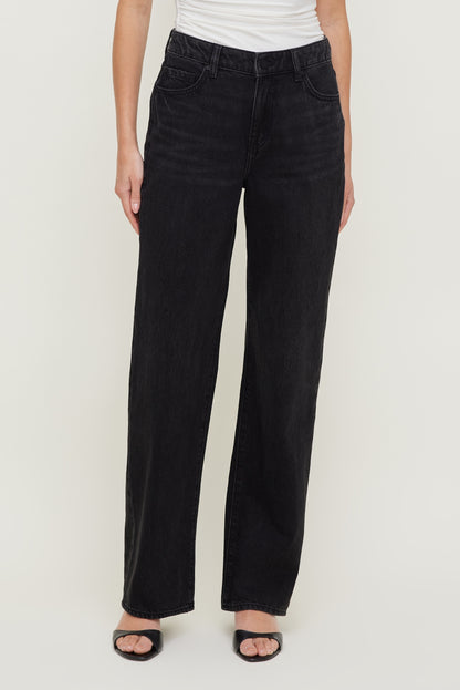 Mika Mid Rise Relaxed Straight Leg Jeans Black - Dynamite