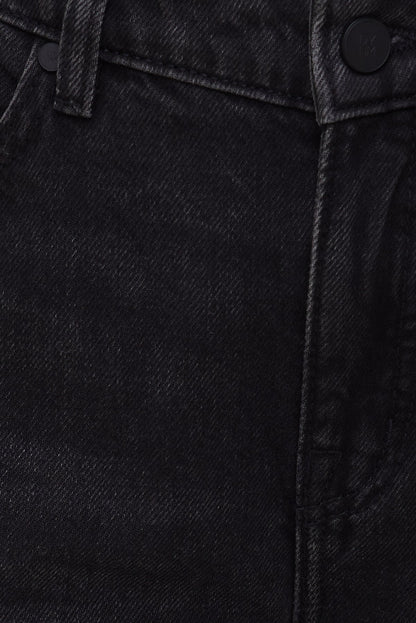 Mika Mid Rise Relaxed Straight Leg Jeans Black - Dynamite