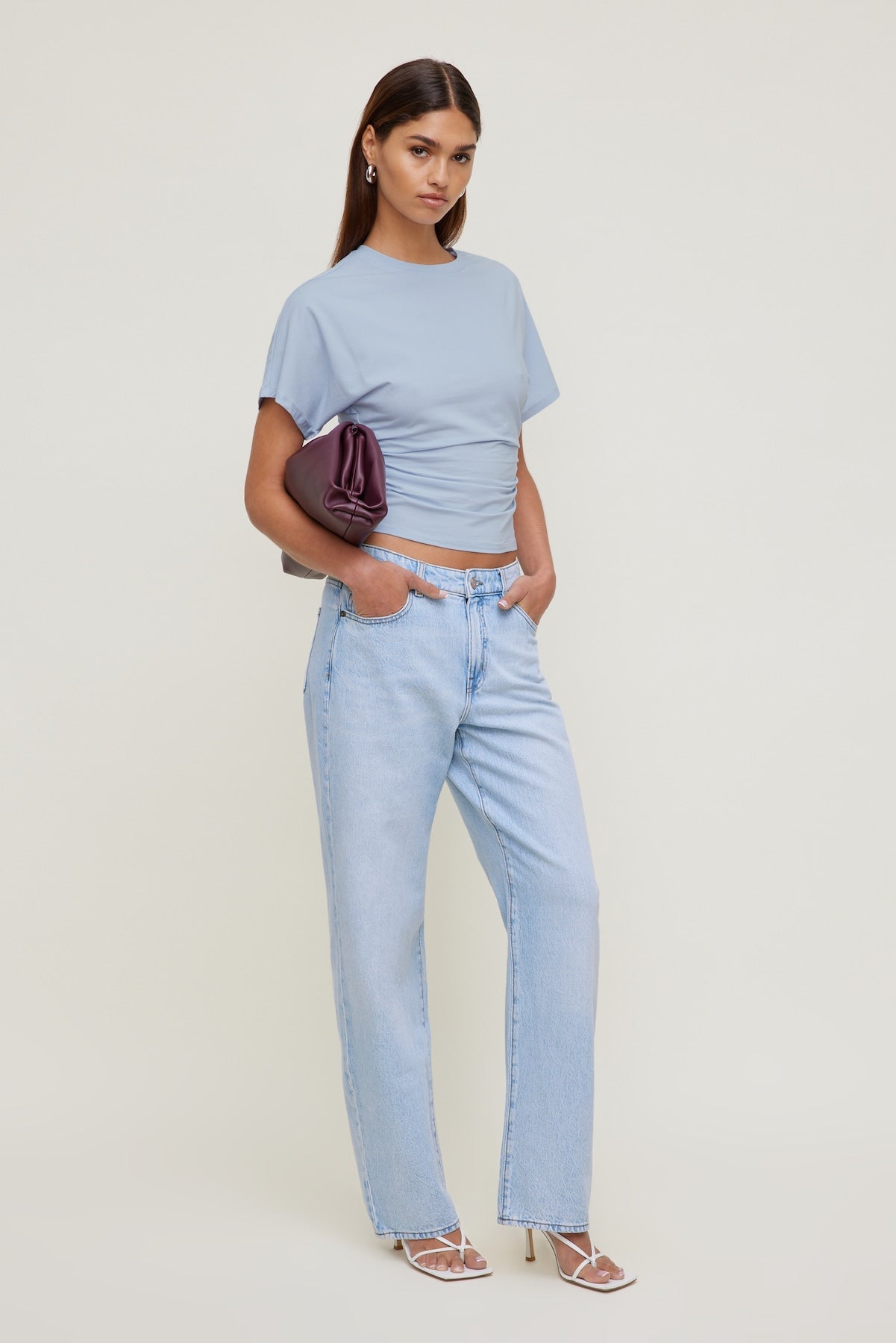 Mika Mid Rise Relaxed Straight Leg Jeans Blue - Dynamite