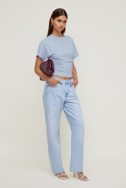 Mika Mid Rise Relaxed Straight Leg Jeans Blue - Dynamite