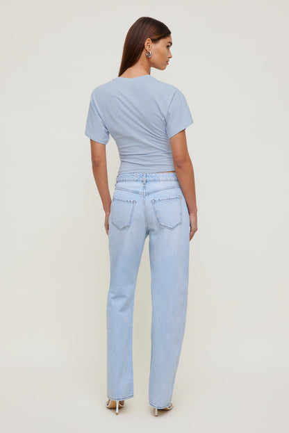 Mika Mid Rise Relaxed Straight Leg Jeans Blue - Dynamite