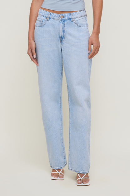 Mika Mid Rise Relaxed Straight Leg Jeans Blue - Dynamite